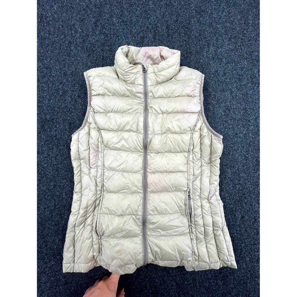 32 Degrees Heat Puffer Vest Womens Medium Beige Down‎ Insulated Warm Full Zip